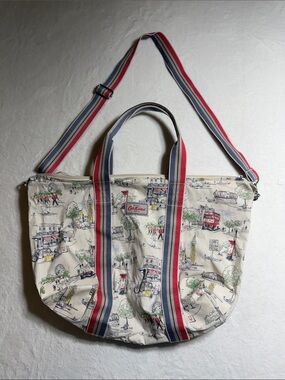 Cath Kidston Billie Goes To Town Cream London Scene Canvas Travel Bag